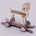 Building Blocks Rocking Horse Toy With Wooden Structure Colorful Wheels And Rocking Base
