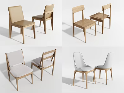 Modern Dining Chairs With Wooden Frame And Various Fabric Seat Colors 3d model