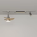 Modern Track Lighting Combination With Wooden Blade Fan Light And Black Spotlights