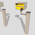 Outdoor Mobile Phone Charging Devices With Yellow Panel And Pillar Mounted Structure