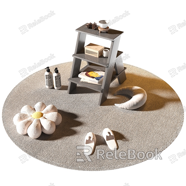 Modern Round Carpet Decorative Ornament Combination model