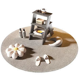 Modern Round Carpet Decorative Ornament Combination 3d model