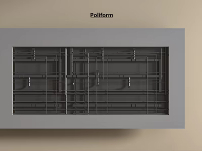 Modern Ceiling Design Featuring Metal Grid Structure And Linear Framework Elements 3d model