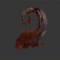Game Movie Character With Spiked Long Tail And Orange White Fur