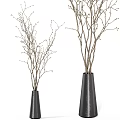 Black Cone Shaped Vases With Slender Branches And Small Buds For Decor