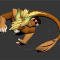 3D Lion Character Model With Yellow Mane Brown Body White Paws And Tail