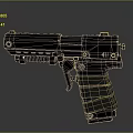 Futuristic Sci Fi Weapon Black Mechanical Pistol With Red Glowing Accents And Textured Grip