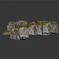Natural Rocky Landscape Design With Cliffs Trees Stream Waterfall And Vegetation