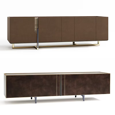Elegant Modern Brown TV Cabinet With Velvet Finish And Metal Legs 3d model
