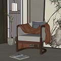 New Chinese-style Single Sofa 3d model