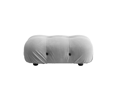 Gray Velvet Sofa Bench With Button Details And Black Wheels Design 3d model