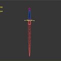 Medieval Classic Sword With Long Metal Blade Wooden Hilt And Decorative Pommel