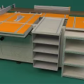 Professional Hardware Tools Workbench With Orange Worktop Sliding Table And Drawer Storage 3d model