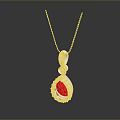 Elegant Red Gemstone Pendant Necklace With Diamond Accents And Silver Chain