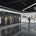 Modern Exhibition Hall Interior With Professional Character Displays And Visitor Viewing Wall Exhibits