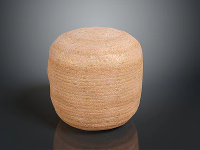 Handcrafted Light Brown Woven Round Stool For Home Decor And Seating 3d model