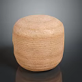 Handcrafted Light Brown Woven Round Stool For Home Decor And Seating 3d model