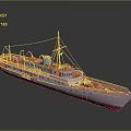 Vintage White Orange Red Cruise Ship With Deck Mast And Chimney Design