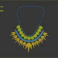 Unique Stylish Yellow And Blue Necklace With Petal Shaped Decorative Elements