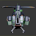 Colorful 3D Helicopter Model With Green Blue Red Fuselage Rotors And Detailed Cockpit Design