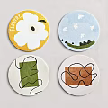 Round Rugs With Flower Cloud Hill And Geometric Patterns In Colorful Design