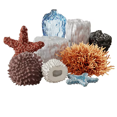 Vibrant Coral And Starfish Shaped Decorative Ornament Set For Home Decor 3d model Vibrant Coral And Starfish Shaped Decorative Ornament Set For Home Decor 3d model