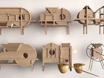 Modern threshing machine farm tools pieces farming pieces 3d model