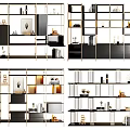 Stylish Black and Gold Storage Shelf Unit with Multiple Shelves Books and Decorative Items