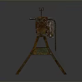 Vintage Rustic Machine Gun With Tripod Stand Old Fashioned Weapon 3d model