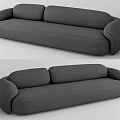 Modern Gray Multi Person Sofa With Rounded Armrests And Comfortable Backrest Design 3d model