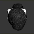 Dark Colored Wig On White Mannequin Head For Hairstyle Display And Styling