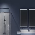 AOJIN Brand Exhibition Display With Blue Panel And Logo In Modern Space