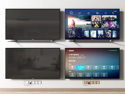 Smart LED TV With 4K Ultra HD Display Showing Movies And Apps In Living Room 3d model