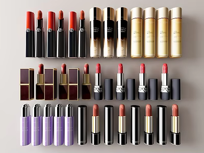 Elegant Perfume and Cosmetics Collection With Colorful Lipsticks And Stylish Packaging 3d model