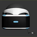 PlayStation VR Headset Modern Design With Black White Blue Accents And Connected Cable