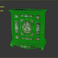 Traditional Dark Cabinet With Intricate Carved Motifs And Decorative Legs