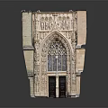 Gothic Arched Entrance Gate With Intricate Carvings Historical Architectural Design Model