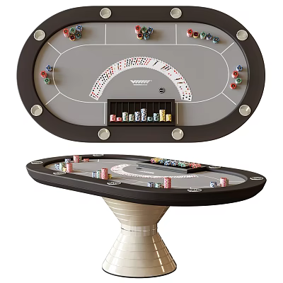 Premium Entertainment Table With Poker Tabletop Design Playing Cards And Colorful Chips 3d model
