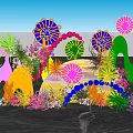 Vibrant Colorful Floral Photo Spot With Arch Decor And Marble Floor