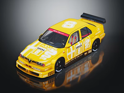 Yellow Race Car Featuring Number 8 Black Rear Spoiler And Sporty Design 3d model