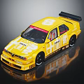 Yellow Race Car Featuring Number 8 Black Rear Spoiler And Sporty Design