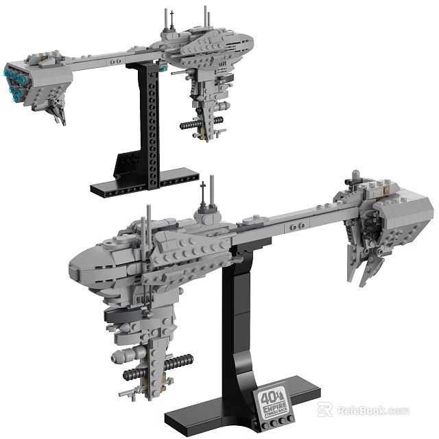 Building Blocks Spaceship Model With Detailed Structure And Display Stand 3d model