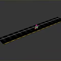 Asphalt Road With White Dashed Lanes Yellow Edge Stripes And Small Car