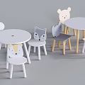 Cute Animal Shaped Kids Table And Chair Set With Round Wooden Design