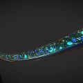 Artistic Traditional Samurai Sword with Green Decorative Engraved Blade and Gold Accented Hilt