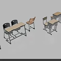 Various Other Desk Chair Sets with Wooden Tops and Metal Legs for School Use