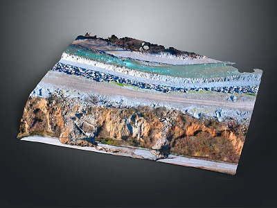 Geological Layered Formation Model Showcasing Rock Strata Soil And Natural Vegetation 3d model