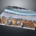 Geological Layered Formation Model Showcasing Rock Strata Soil And Natural Vegetation
