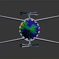 Futuristic Aircraft Model With White Wings Blue Components And Colorful Prism Cone