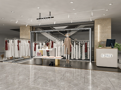 Modern clothing store clothing stalls 3d model